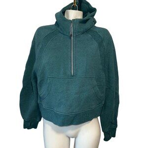 Lululemon M/L Scuba Oversized 1/2 Zip Hoodie Heathered Desert Green Cropped